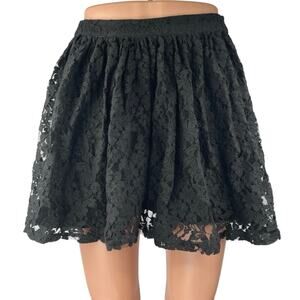 Forever 21 Women's Black Lace Floral Mini Zipper Flared A Line Skirt Size 28